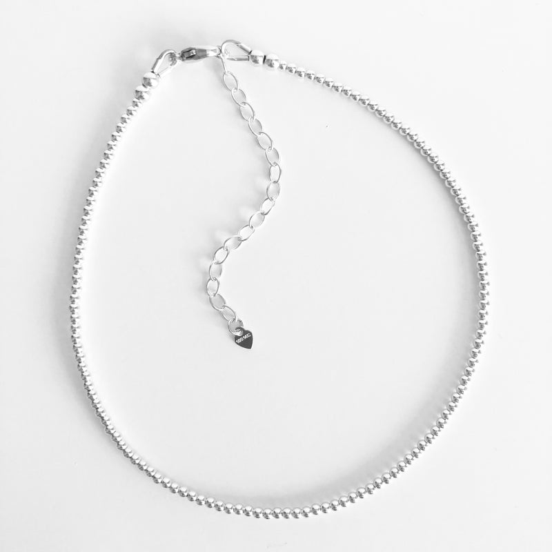 2mm Beaded Sterling Silver Anklet with Extender
