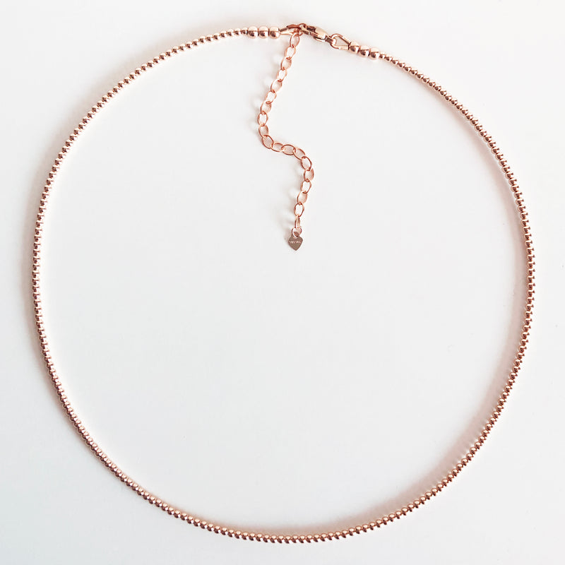 2mm Beaded 14K Rose Gold-Filled Necklace with Extender