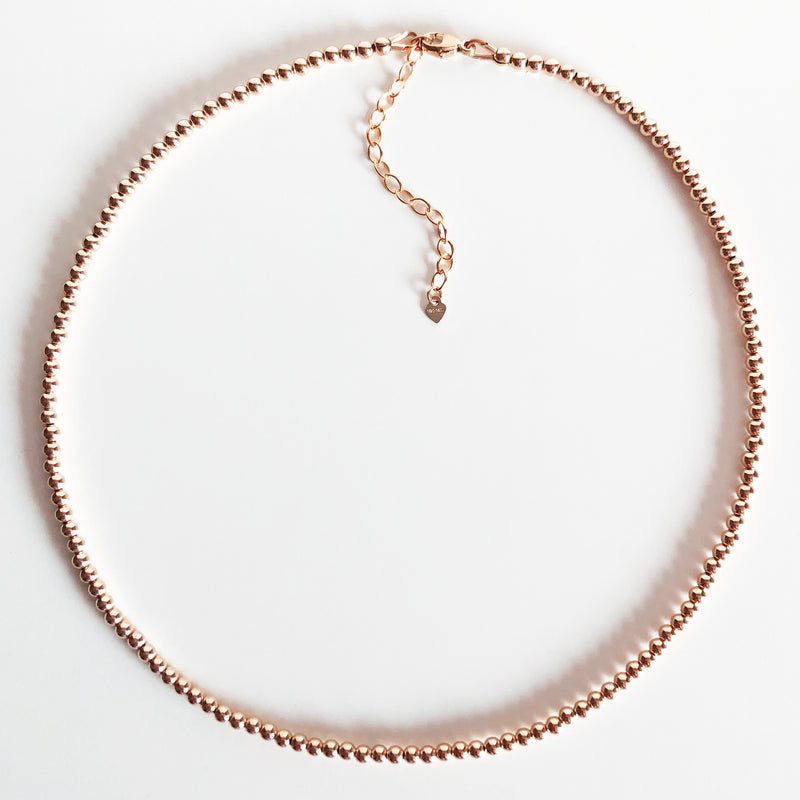 3mm Beaded 14K Rose Gold-Filled Necklace with Extender
