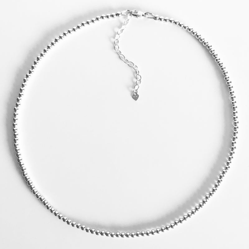 3mm Beaded Sterling Silver Necklace with Extender