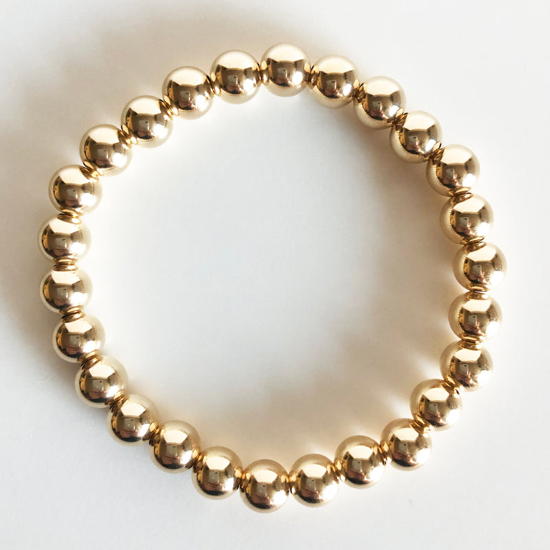 14k gold-filled 7mm beaded bracelet