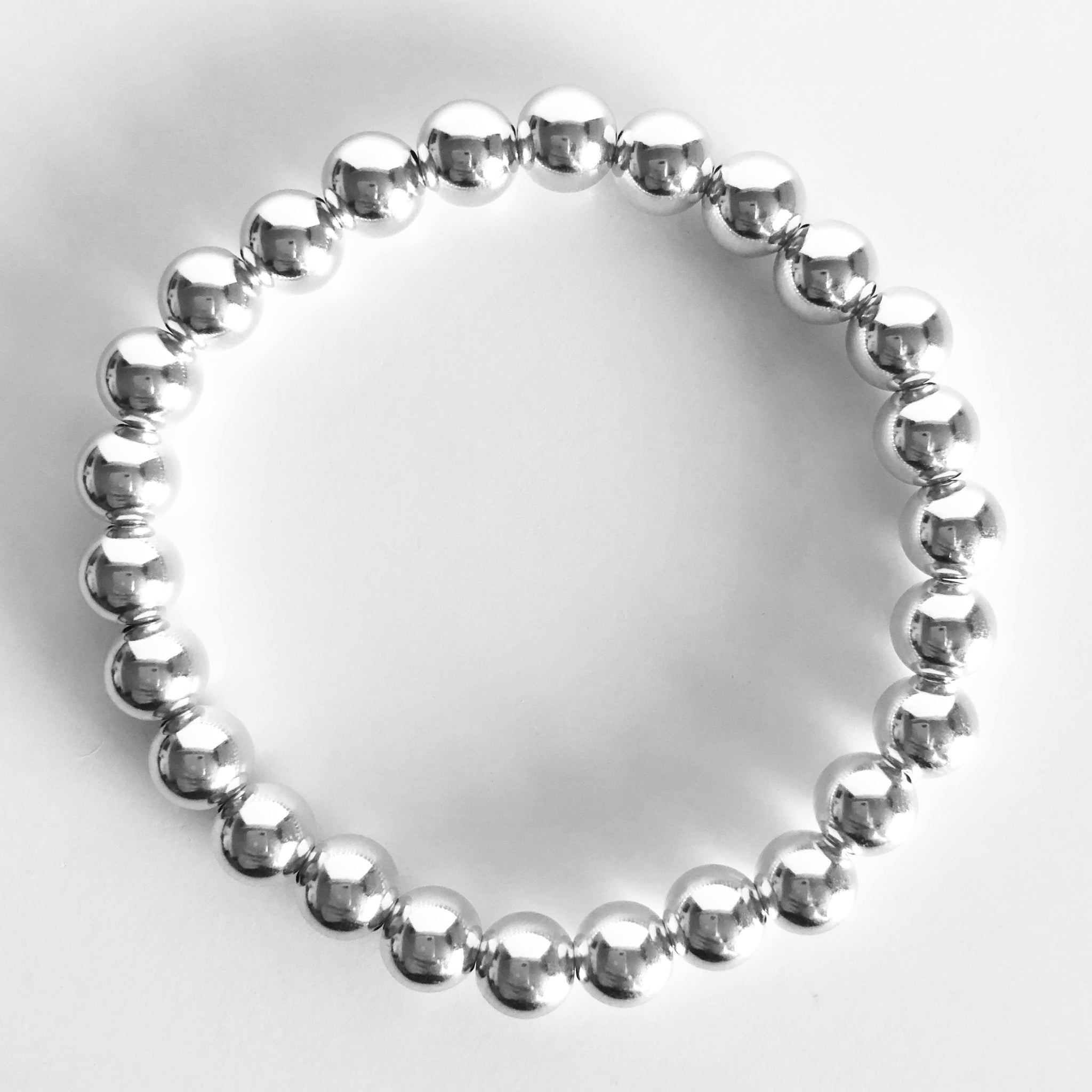 sterling silver 7mm beaded bracelet