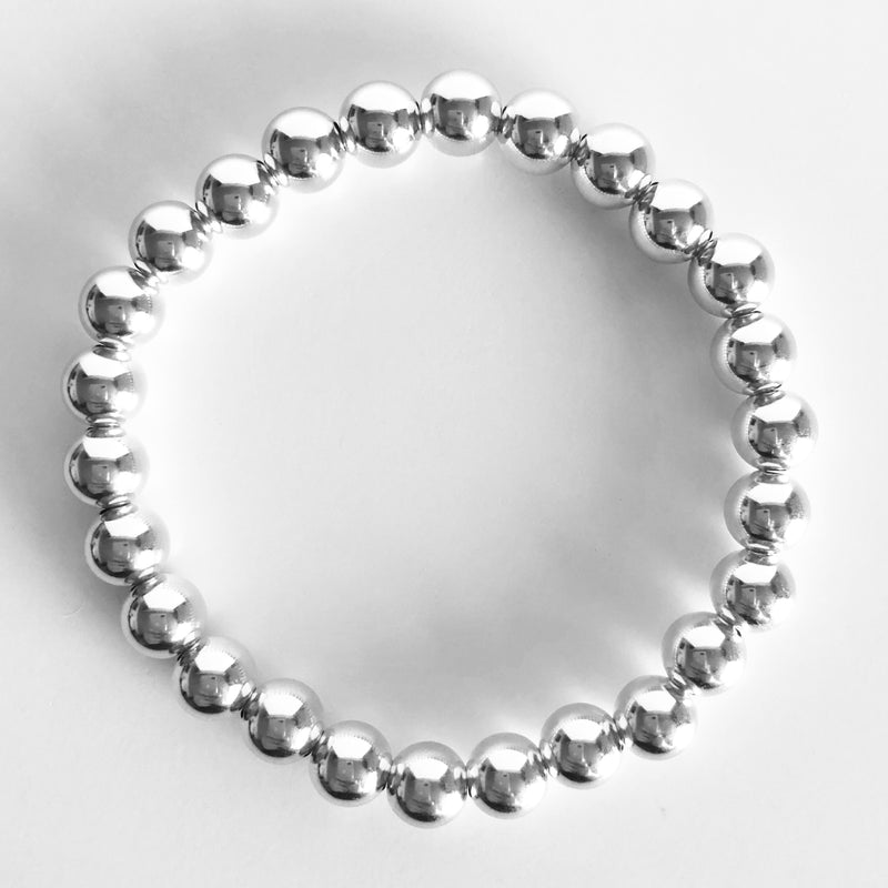 sterling silver 7mm beaded bracelet