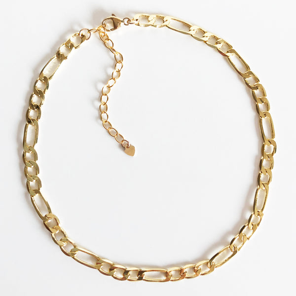 14K Gold-Filled Figaro Chain Anklet with Extender