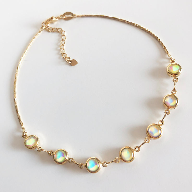 Gold and opaline anklet