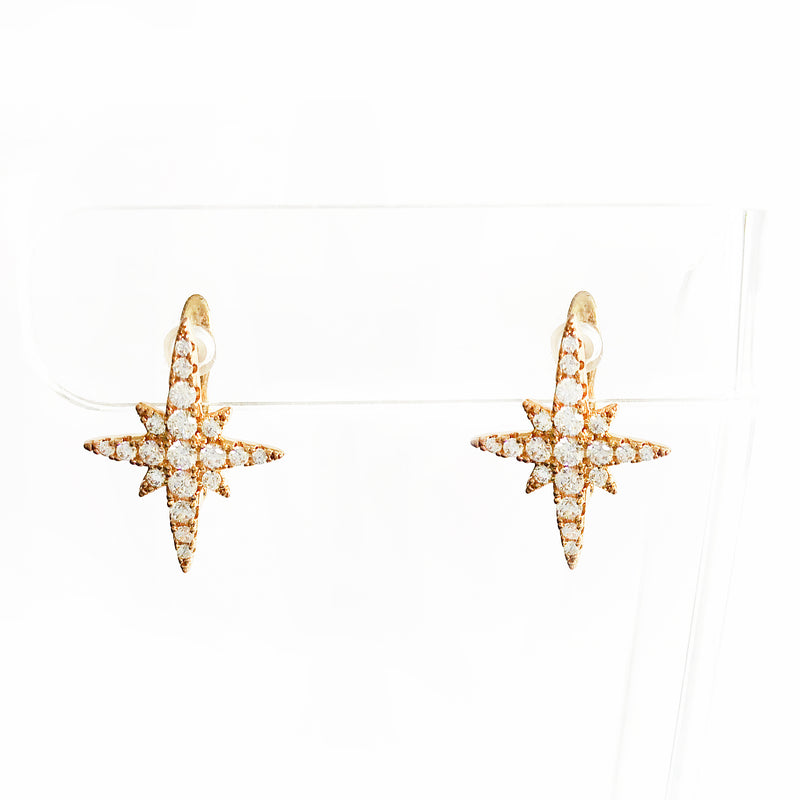 Gold multi-pointed star CZ huggie earrings