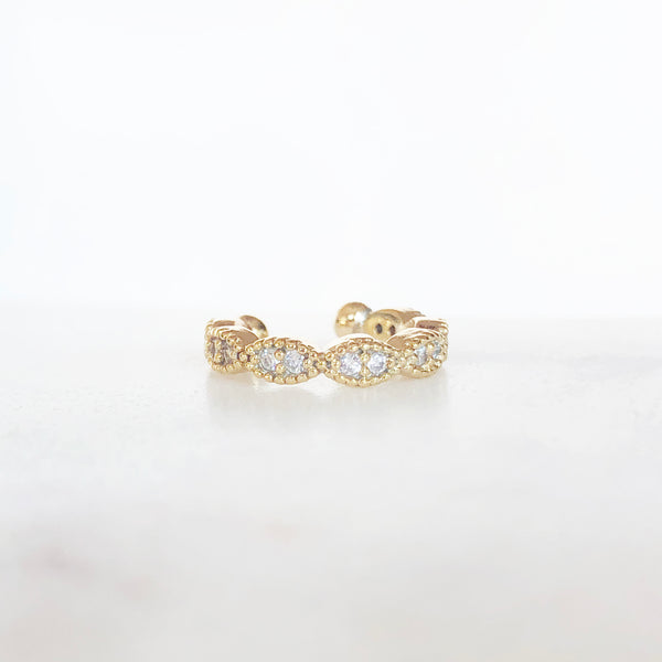 Gold scalloped ear cuff with CZ