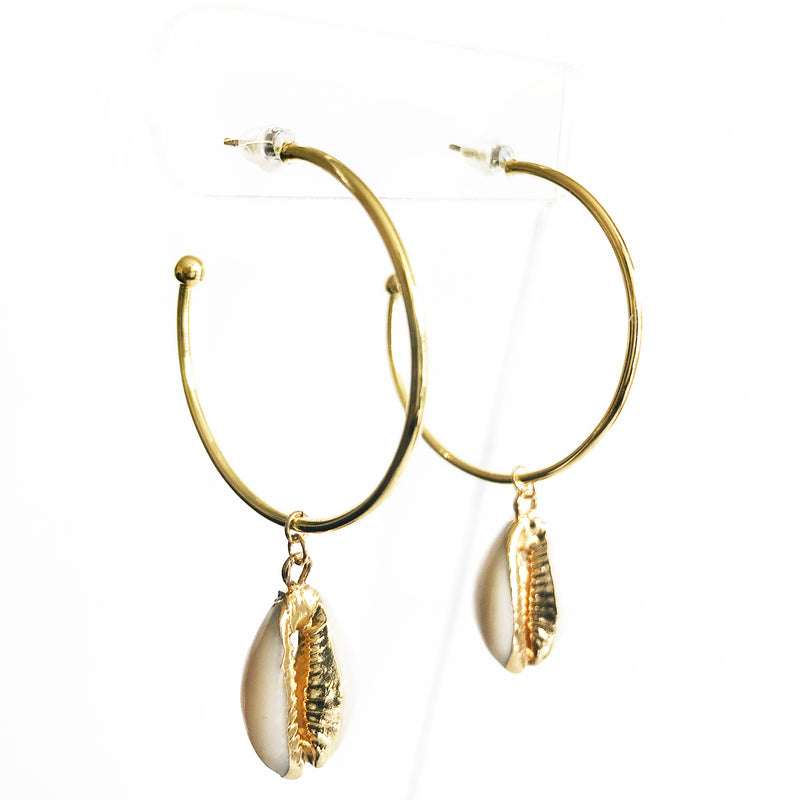 14K Gold-Filled hoop with seashell dangle