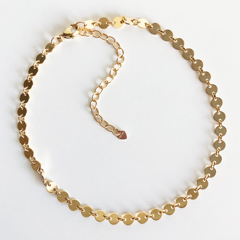 14K Gold-Filled disc chain anklet with extender