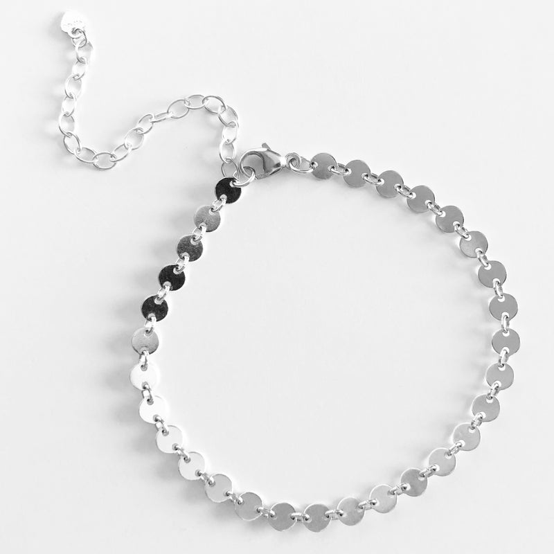 Sterling Silver disc chain bracelet with extender