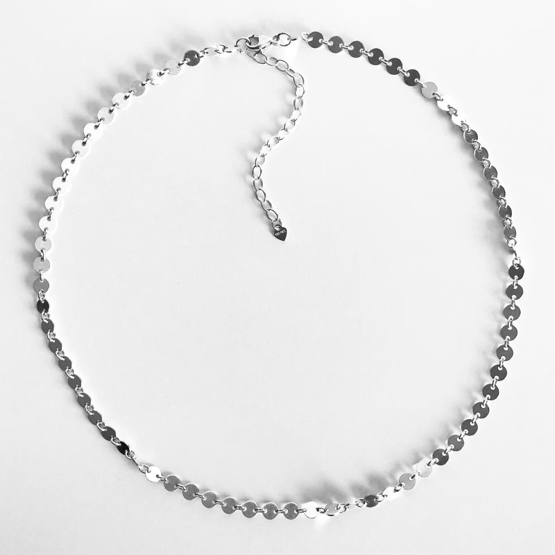 Sterling Silver disc chain necklace with extender