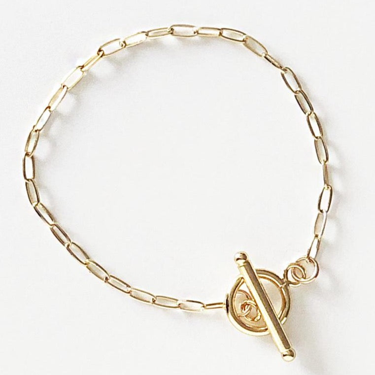14k Gold-Filled chain link bracelet with toggle clasp