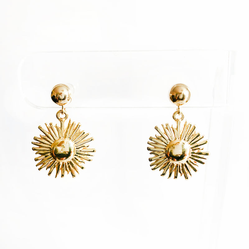 Dangling sunburst on 6mm ball post 14k gold-filled earrings