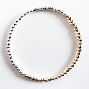 3mm half 14k gold-filled beads and half sterling silver beads bracelet