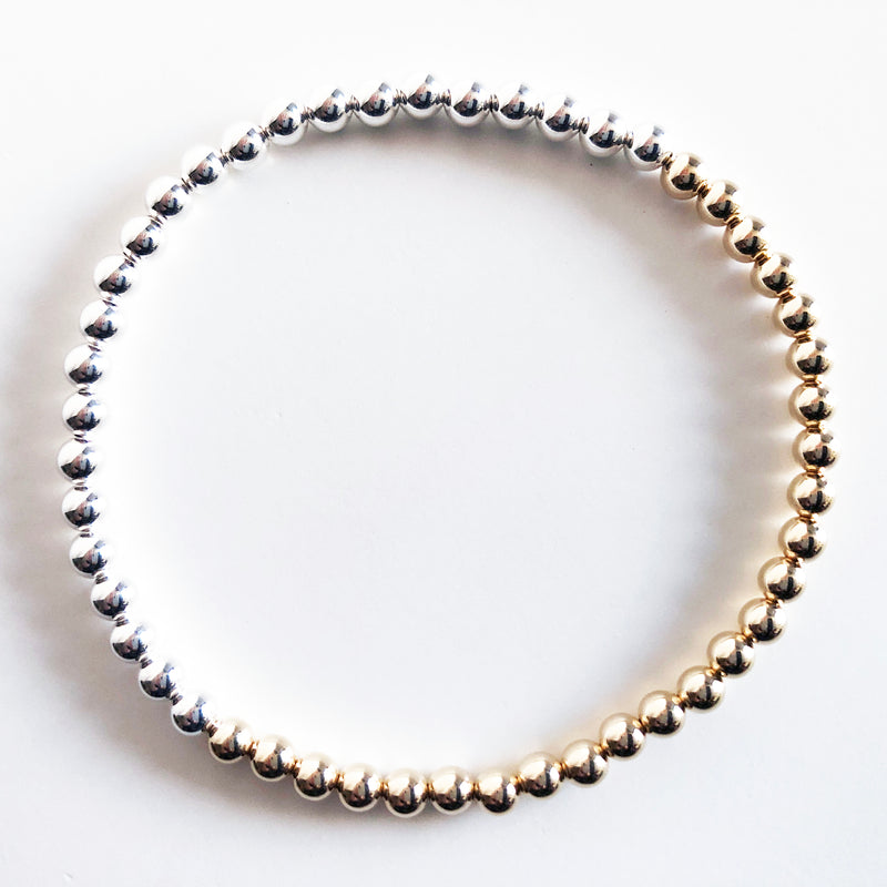 4mm half 14k gold-filled beads and half sterling silver beads bracelet