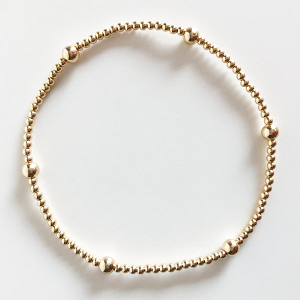 14k gold-filled 2mm beaded bracelet with alternating 4mm beads