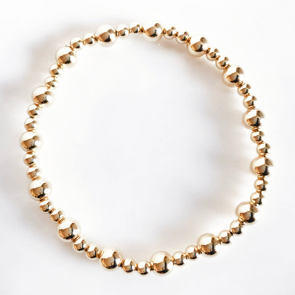 14k gold-filled beaded bracelet alternating 4mm and 6mm bead sizes