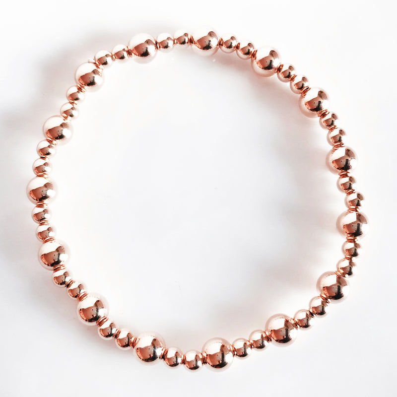 14k Rose gold-filled beaded bracelet alternating 4mm and 6mm bead sizes