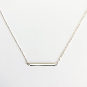 Sterling Silver chain necklace with minimal classic bar charm