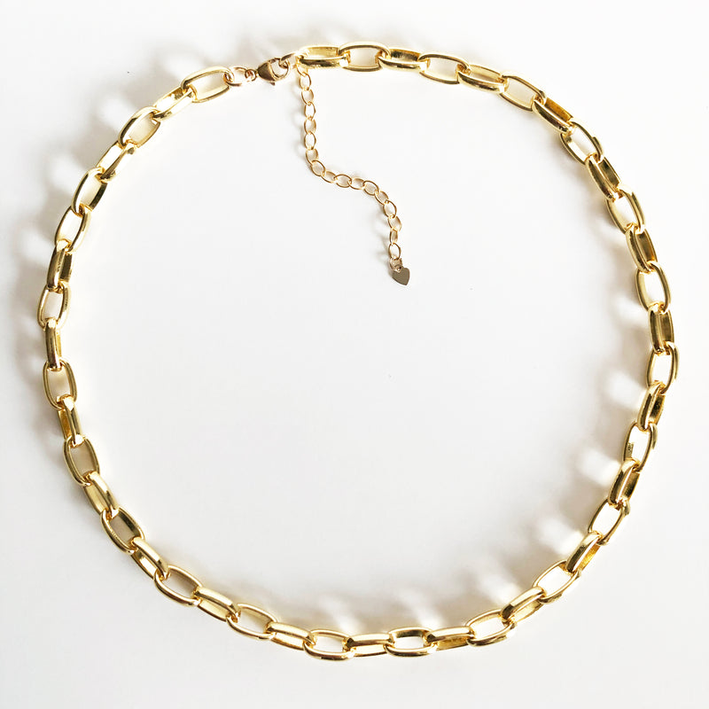 14k gold-filled thick chain link choker necklace