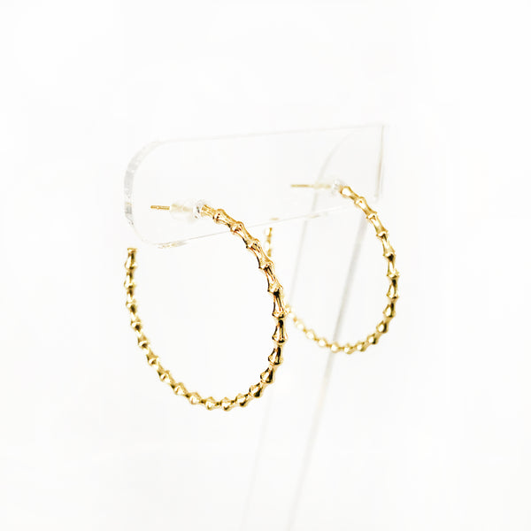 14k gold-filled dainty sugar cane bamboo texture hoops