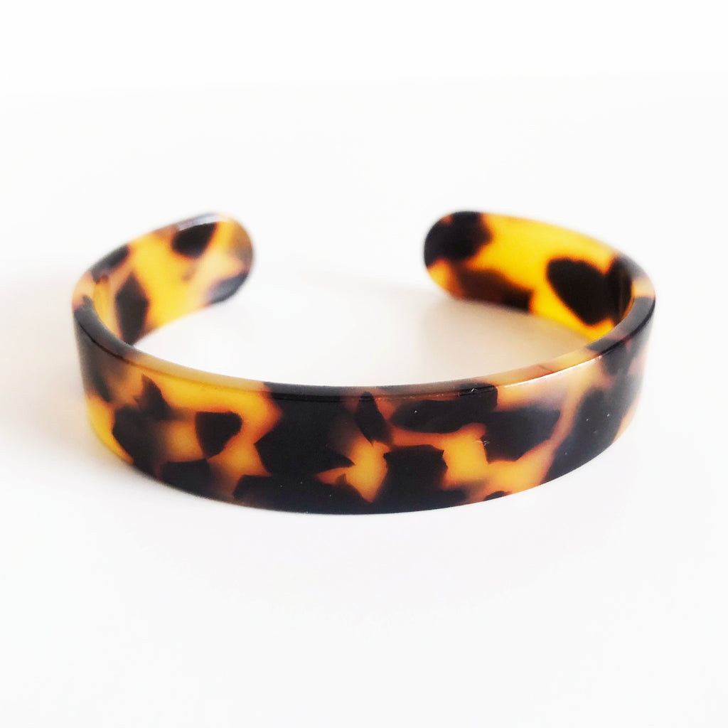 Classic tortoiseshell cellulose acetate acrylic cuff bracelet