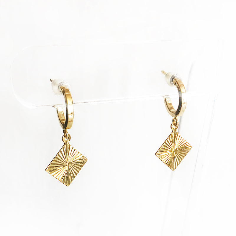 14k gold-filled vortex sparkling charm huggie earrings